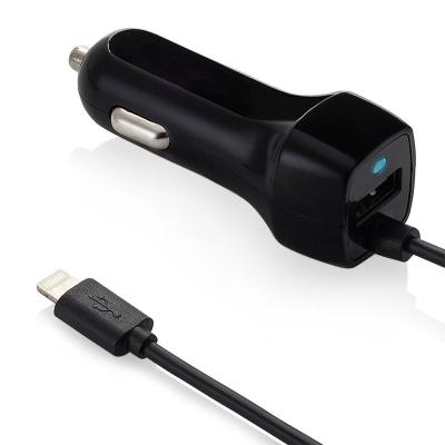 China Hot Mobile Phone Amazon Model 2.1A Car Charger USB Adapter With 1.5M TPU Lightning Cable Mobile Phone USB Car Charger For Apple iPhone for sale