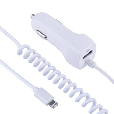 China Hot Mobile Phone Amazon 2.1A Car Charger USB Adapter With 1.5M Cable TPU Micro V8 Lightning Type C Head For Samsung Apple Huawei All Devices for sale