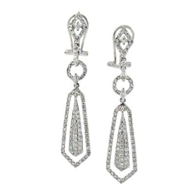 China CLASSIC Latest Design Earrings Wholesale Women's 18K White Gold Bridal Diamond Earrings for sale