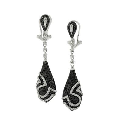 China CLASSIC 2022 NEW Trendy Teardrop Earrings 18K White Gold Black Diamond 1.14ct Drop Dangle Eardrop Earrings Jewelry for sale