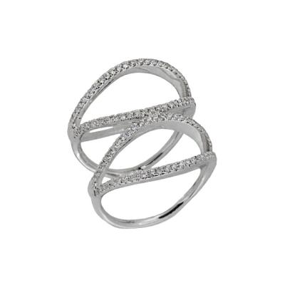 China CLASSIC Attractive Design Women's Jewelry With 18K White Gold Material Diamonds Geometric Gold Ring Bulk Order for sale