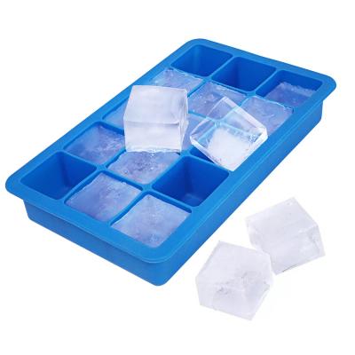 China 15 Cavity Foldable Baking Tray Silicon Mold Ice Cube Trays Candy Viable Chocolate Cream Ice Maker for Freezer for Freeze Whiskey for sale