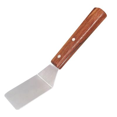 China Stainless Steel Shovel Turner With Wood Handle Steak Turner With Wood Handle Three Frying Spatula For Kitchen Cooking BBQ for sale