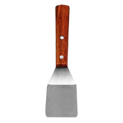 China Sustainable Kitchen Frying Shovel Stainless Steel Cooking Flat Turner Spatula Shovel With Wooden Handle for sale