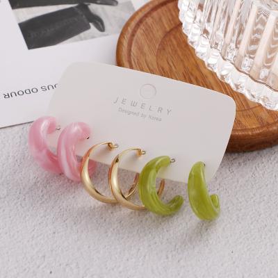 China FASHIONABLE Rose Colorful Acrylic Earring Circle Geometric Circle Dangle Jewelry Earrings Set For Women for sale