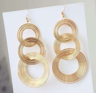 China CLASSIC Geometric Retro Multilayer Circle Metal Ring Earrings Extra Large Female Earring for sale