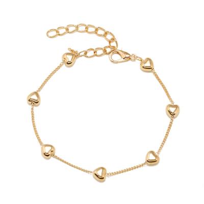 China Wholesale Vintage Gold Plated Heart Chain Bracelet For Women Gift Charm Bracelet Jewelry for sale