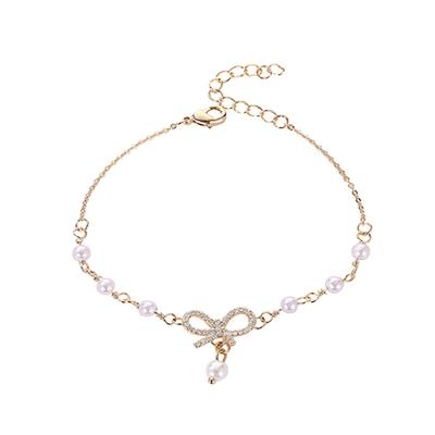 China New Designs Jewelry Butterfly Bow Diamond Knot Cute Crystal Chain Girls Adjustable Crystal Bracelet for sale