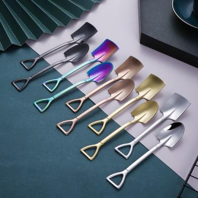 China Amazon Niche 304 Stainless Steel Watermelon Ice Cream Dessert Spoon Cake Fork and Best-selling Creative Golden Spoon Stocked Spoon Shovel for sale