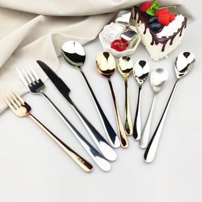 China South Korean Stocked Stainless Steel Teaspoon Ice Cream Coffee Milkshake Stirring Spoon Set PVD Colorful Coating Mixing Spoons for sale