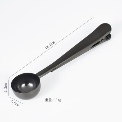 China Metal 304 Food Grade PVD Coatinig Stainless Steel Measuring Spoon With Clip Coffee Bean Measuring Spoon Set Clamp Handle Measuring Spoon for sale