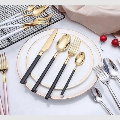 China High Quality Flatware Stocked Matte Gold Spoon Fork Knife PVD 304 Stainless Steel Amazon Best Selling Colors Silverware Set for sale