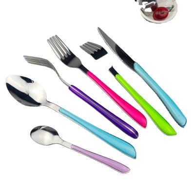 China Western Hot Selling 16PCS or 24 Pieces Handle Stainless Steel Cutlery Steak Knife Luxury Plastic Flatware Sets for sale