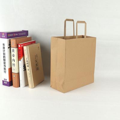 China Good Quality Recycled Brown Paper Materials Recyclable Shopping Packet Recyclable Tote Flat Rope Handle Bag For Packing for sale