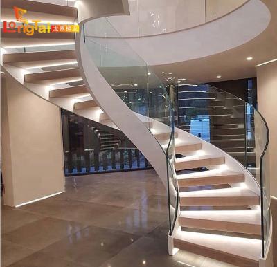 China NEW Modern Design Hot Sales Curved Staircase / Stainless Steel Spiral Wood Stairs for sale