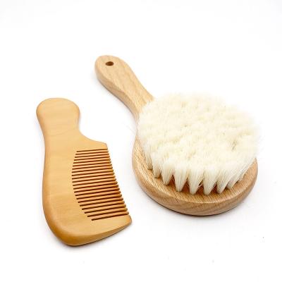 China Cushion Natural Wooden Baby Soft Hair Brush for sale