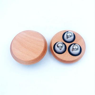 China Luxury Wood Roller Body Massager 3 Ball Stainless Steel Handheld Massager Wood for sale