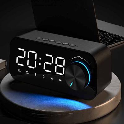 China High Quality LED Mirror Display Radio BT5.0 Speaker FM Radio TF Card Speaker Digital Alarm Clock for sale