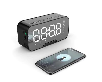 China Mirror Desk Radio Clock With BT Speaker LED Light Desktop FM Radio Alarm Clock Digital Electronic Calendars Led Desk Clock for sale