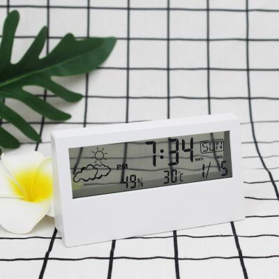 China Indoor Room LCD Digital Alarm Clock Weather Station Clock Humidity Meters Digital Readout Pendulum Humidity Meter for sale