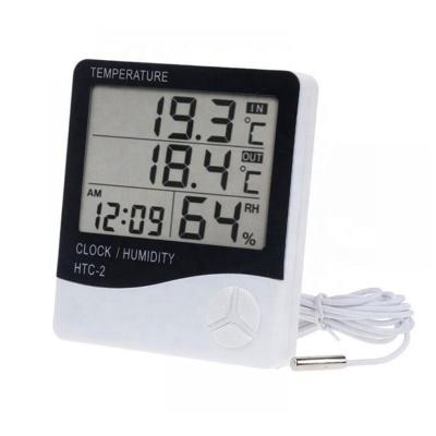 China HTC-2 thermometerhumidity higrometro indoor clock termometro free sample indoor and outdoor digital thermometer meters for sale