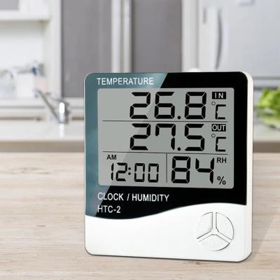 China HTC-2 High Quality And Top Eco-Friendly Indoor Thermometer Digital Large Screen Hygrometer With Alarm Clock for sale