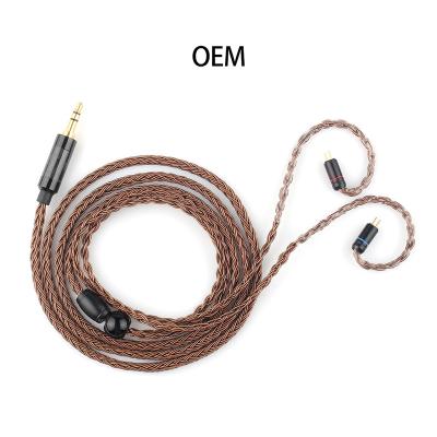 China Silver Mixed Ear Hook OEM 3.5mm Connector 2Pin/MMCX 16 Core Copper Cable For Headphones for sale