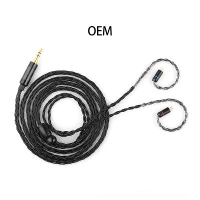 China OEM 3.5mm Silver Mixed Osteoconductive Connector 2Pin/MMCX 16 Core Copper Cable For Headphones for sale