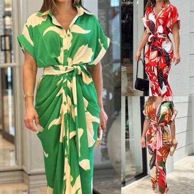 China Short Sleeved Floral Print Frock Fashion Women'S Dress Comfortable Casual Sexy Slim Fit for sale