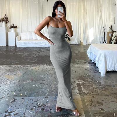 China New fashion sexy backless solid color slim-fit halter dress for sale