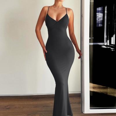 China New solid color fishtail skirt sexy halter dress for sale