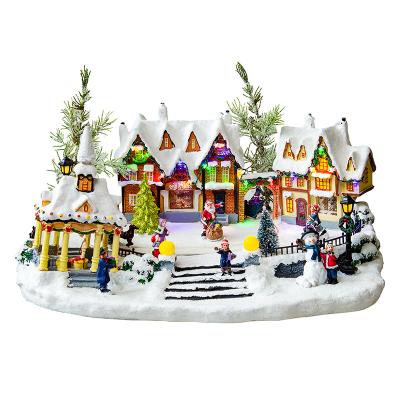 China Europe Newcomer Resin Led Light Farmhouse House Ornament Snow House Figurine For Festival Decoration for sale