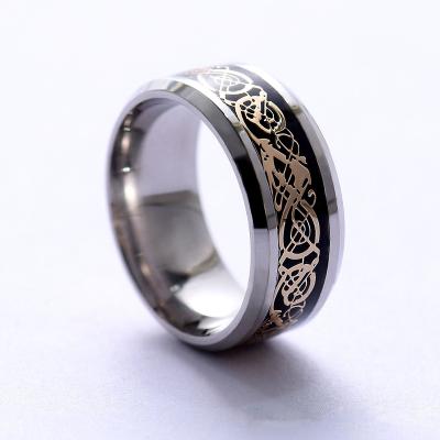 China TRENDY hot sale trending jewelry Dragon Pattern Stainless Steel Rotatable Ring 8 colors simple hip hop fashion ring for women men for sale