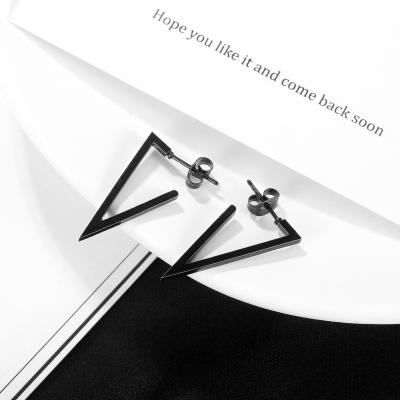 China 2021 Trending Trendy Geometric Triangle Stainless Steel Ear Studs Simplicity Cold Style Open Earrings For Women Men for sale