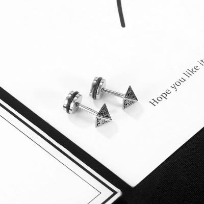 China 2021 Fashionable Trend Hollowed Out Stainless Steel Ear Studs Simplicity Cold Style Open Earrings For Women Men for sale