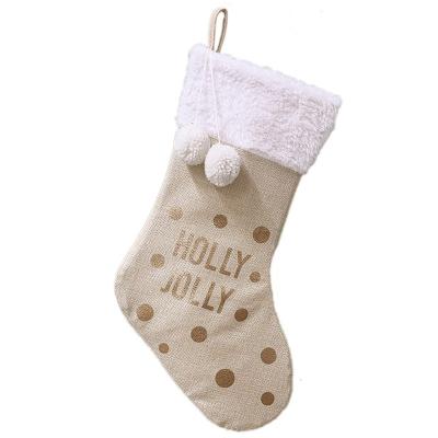 China Wholesale 2021 Merry Christmas Decoration New Arrived Christmas Candy Gift Bags Holly Jolly Christmas Stocking Decoration Clothes Socks for sale