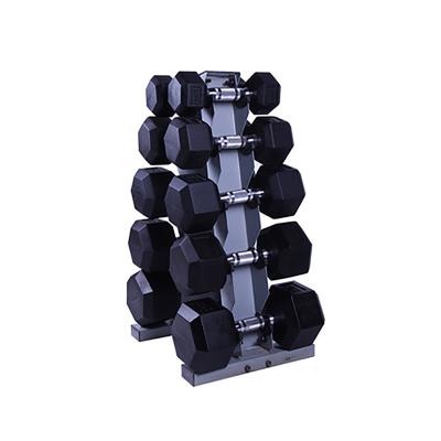 China Weight gym equipiment fitness dumbbells set basic equipment high quality black cross nature gym fitness 2021 rubber coated hex dumbbell for sale