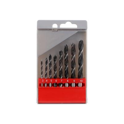 China Fast Drilling 8pc 3-10mm Carbon Steel Edge Ground Brad Point Woodworking Tricuspid Drill Bit for sale