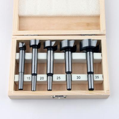 China Chinese Supplier 5pcs Wood Drilling Hinge Woodworking Hinge Drill Bits Set With Box for sale