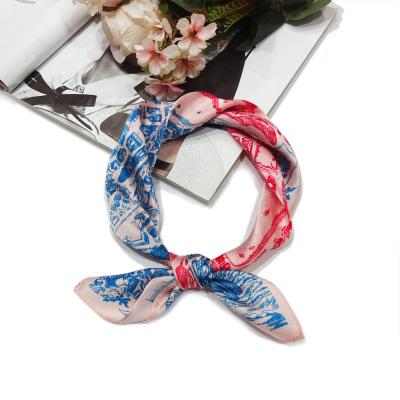 China Square Custom Brand Design Digital Printing Famous Brand Scarf 2019 New Stretching Silk Scarf for sale