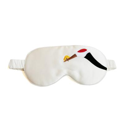 China Anti-puffiness South Korea fashion embroidery accept custom white 100% silk eye mask travel gift packagingoffice for sale