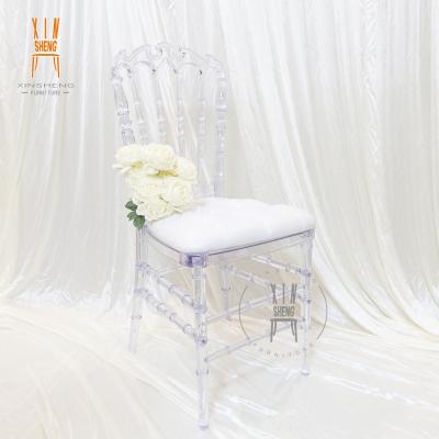 China Crystal High Back Resin Royal Modern Fancy Crown Wholesale Clear Acrylic Party Chairs For Wedding Events for sale