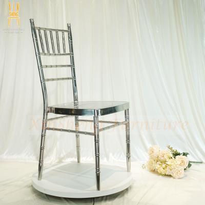 China Cross Back Hot Sale Used Chair Silver Chrome Tifany Wedding Chair Wholesale for sale