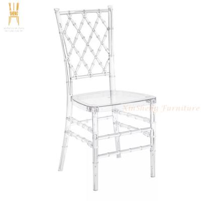 China Modern high glass back corss luxury restaurant used clear dining chairs for sale