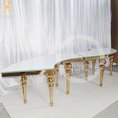 China Luxury Expandable Stainless Steel Event Party Wedding Serpentine Children Kid Table for sale