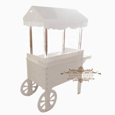 China Event Party Supplies Hot Sale Out Door Party Display Market Cart White PVC Candy Dessert Cart for sale