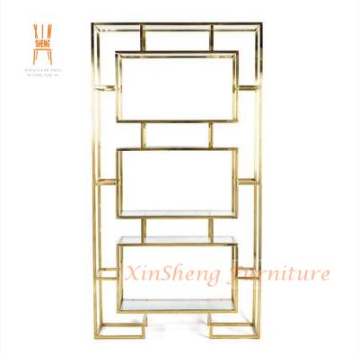 China Wedding Return Event Party Stainless Steel Gold Wine Shelf Bar For Wedding Party for sale