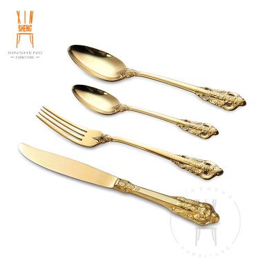 China Luxury Royal Palace Stainless Steel Disposable Style Flatware Gold Cutlery Set for sale