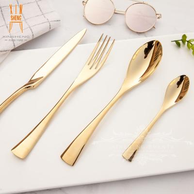 China Steak and Fork Set Golden Silverware Knife and Gold Flatware Set Restaurant Solid European Western Cutlery For Wedding for sale