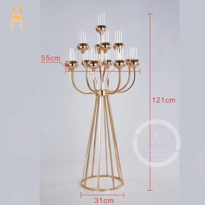 China Wedding Event Party Wedding Decoration Centerpiece Gold Tall Metal Candelholder for sale